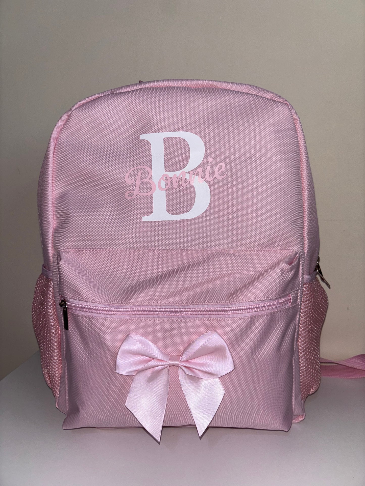 Pink name design backpack