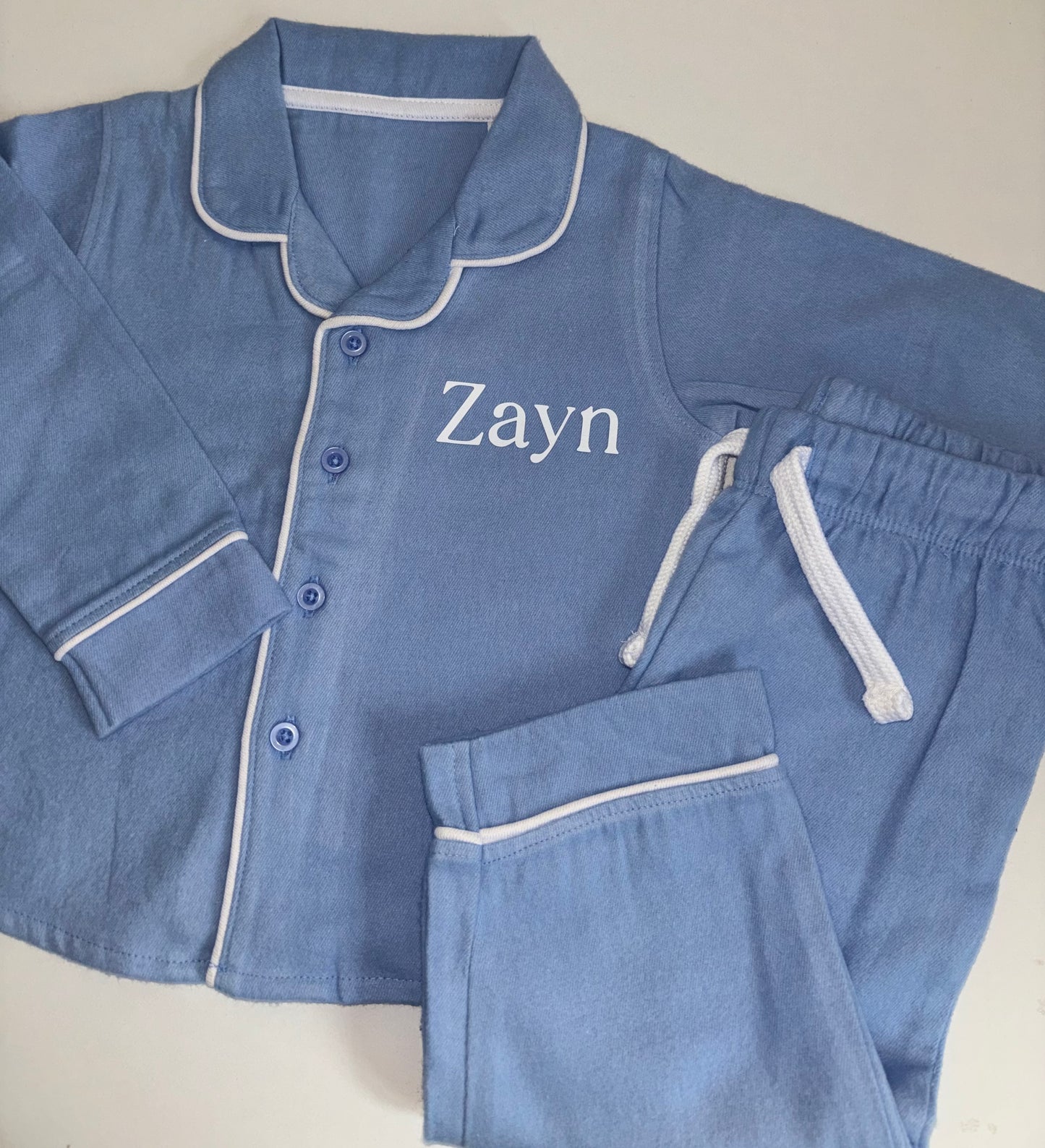 Blue button down pyjamas