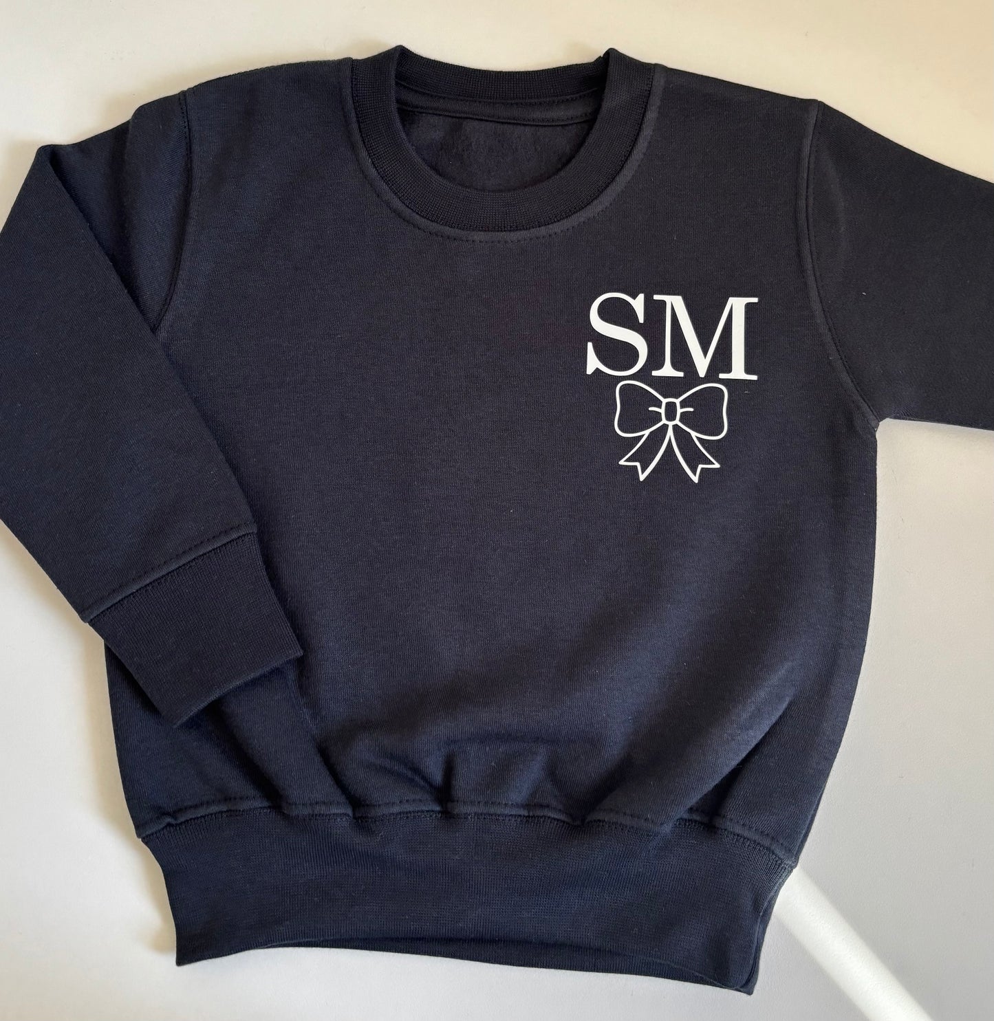 Black initial sweatshirt (with or without bow)