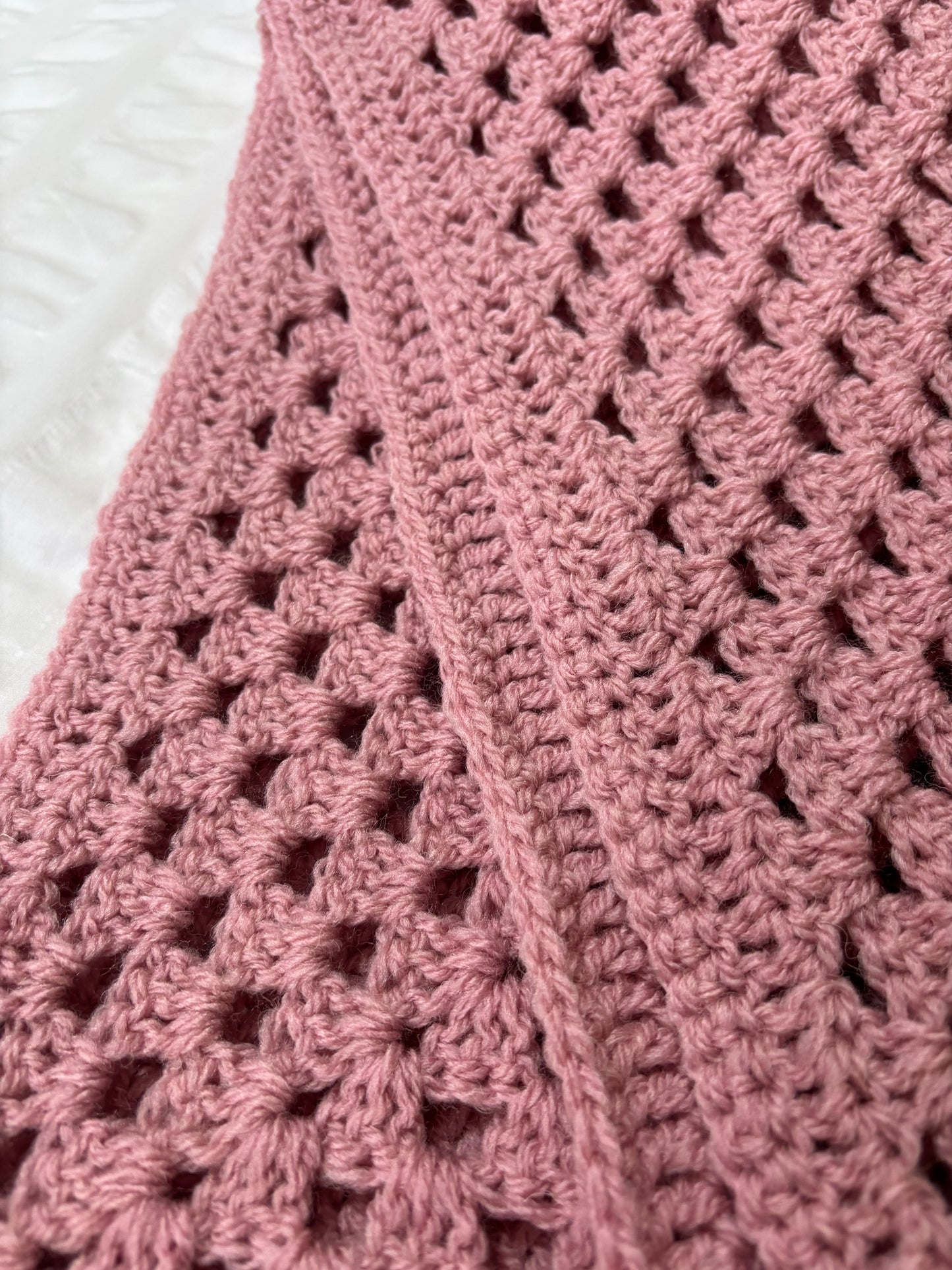 Dusty pink crochet blanket - instant dispatch