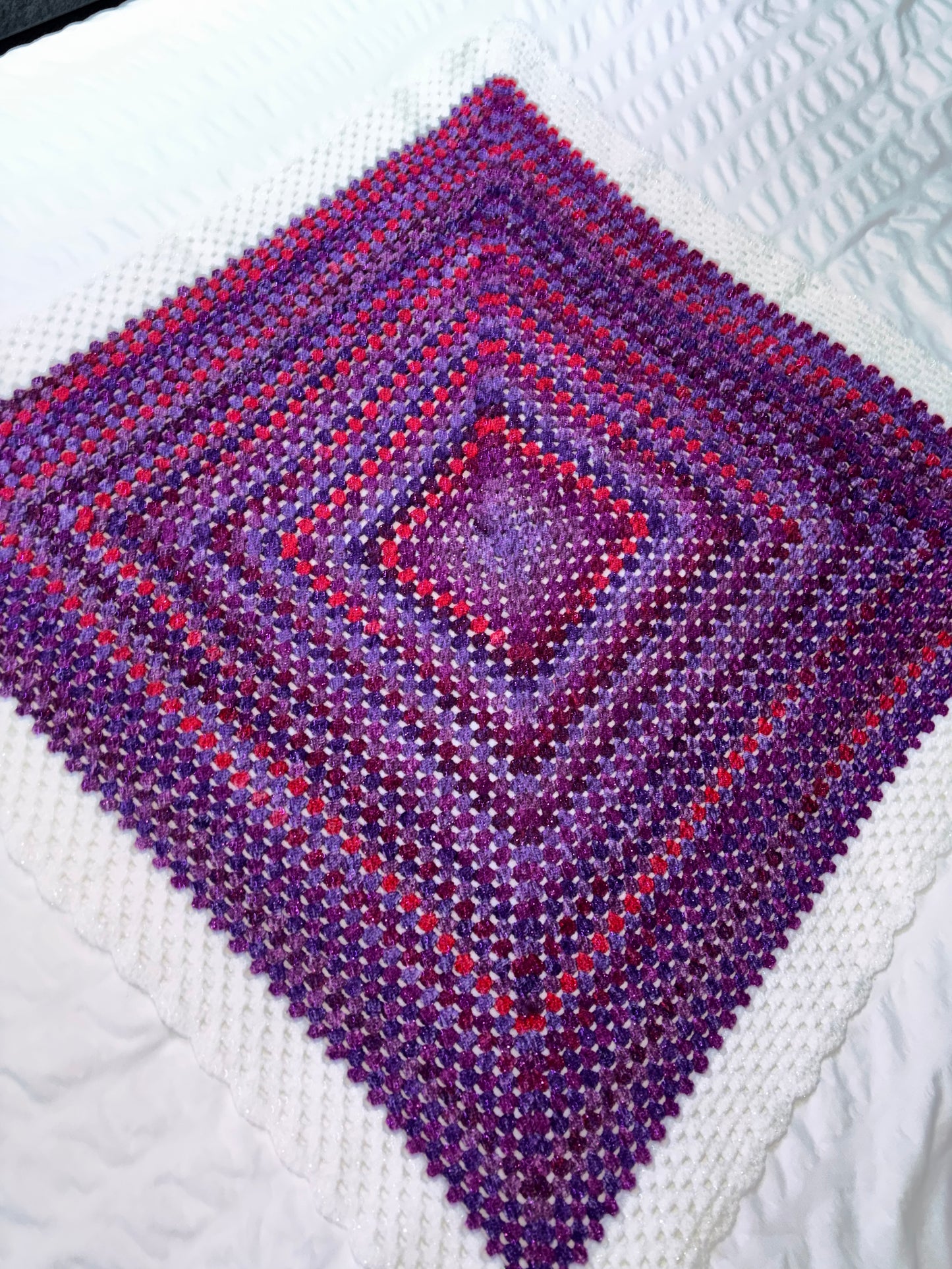 Purple glitter crochet blanket - instant dispatch