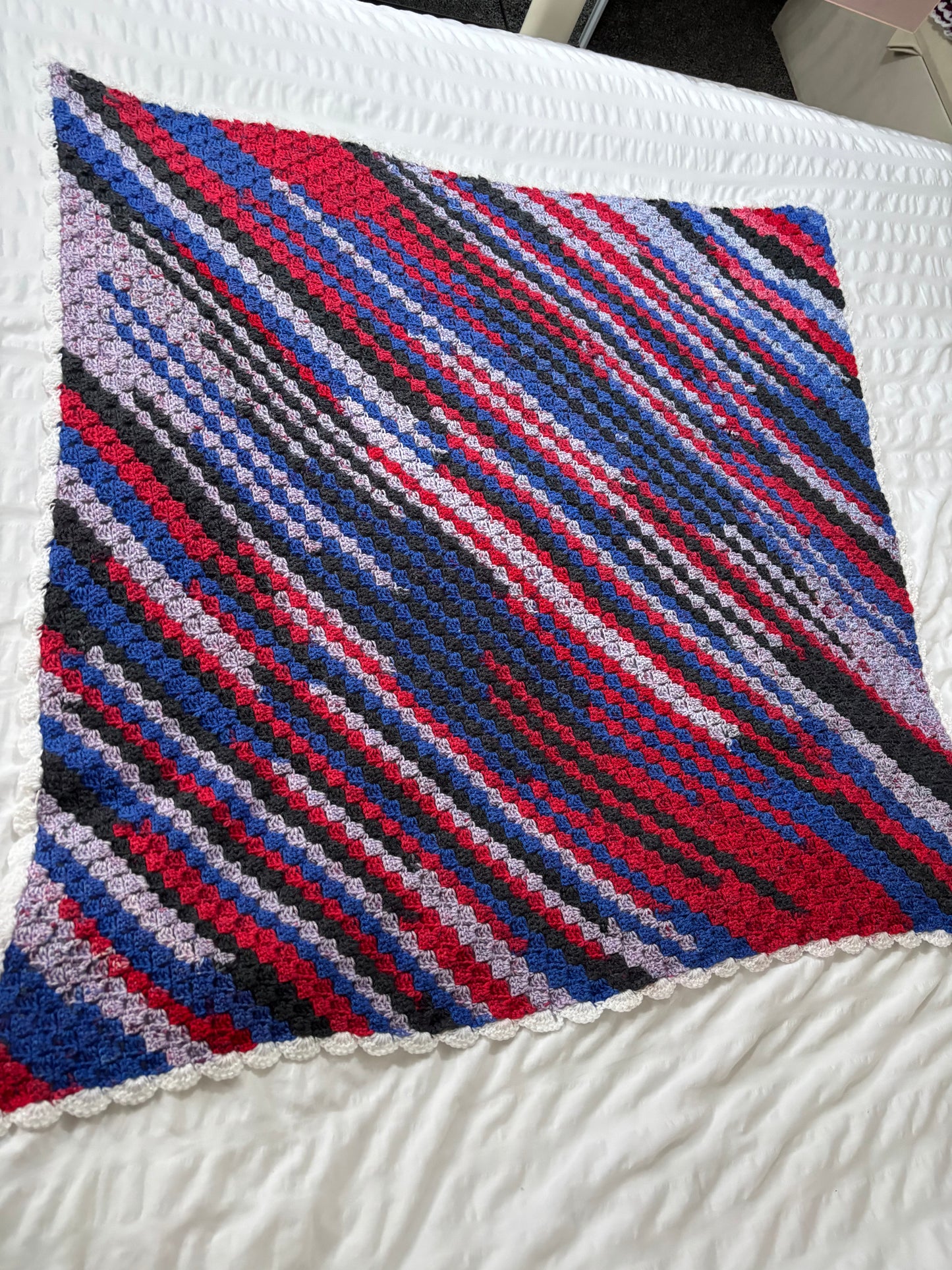 Multicoloured crochet blanket - instant dispatch