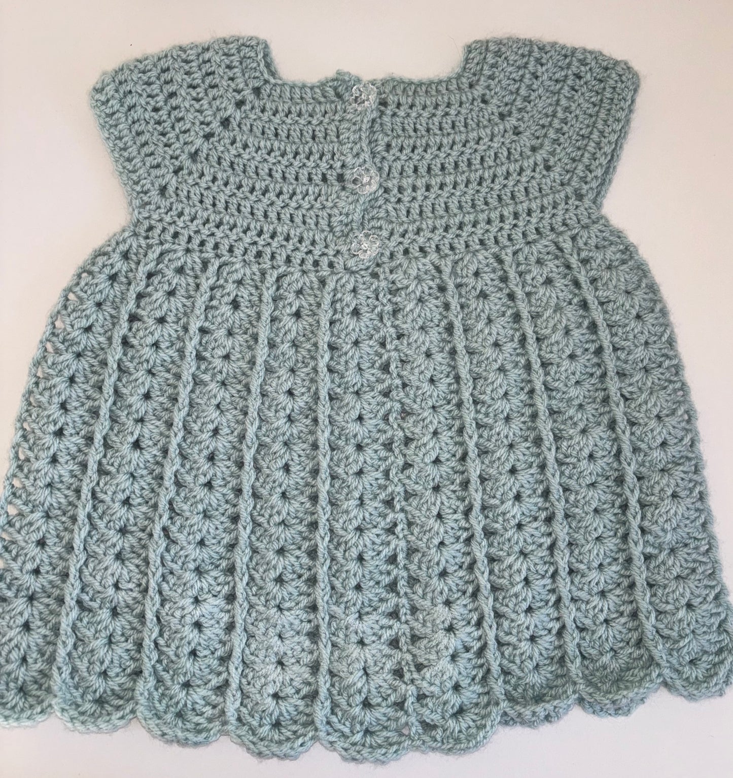 Teal crochet dress 6-12 months - instant dispatch