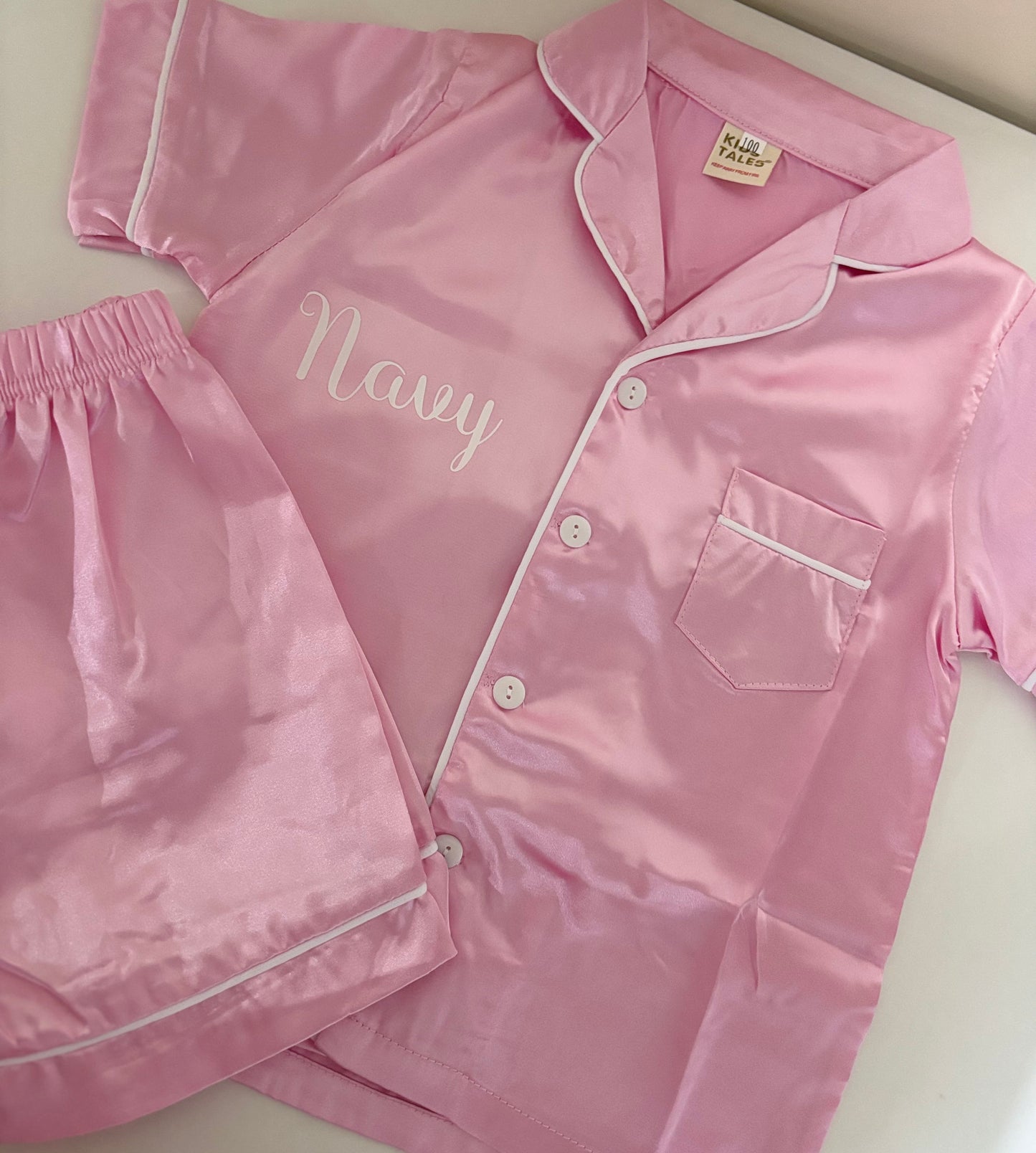Pink satin short pyjamas