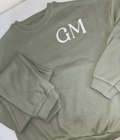 Sage waffle knit tracksuit