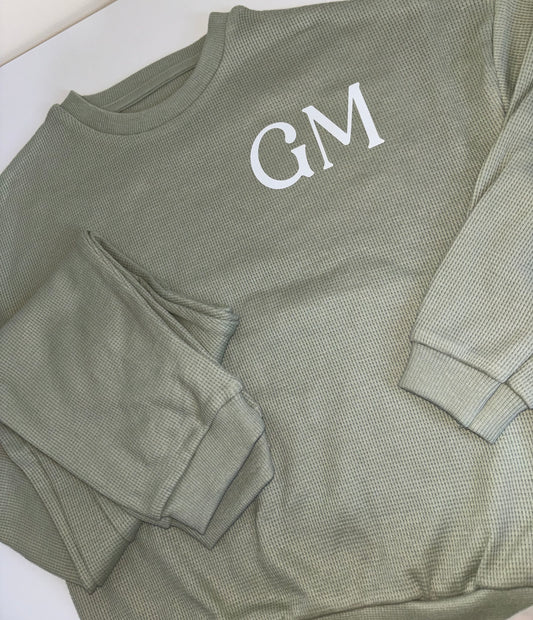 Sage waffle knit tracksuit
