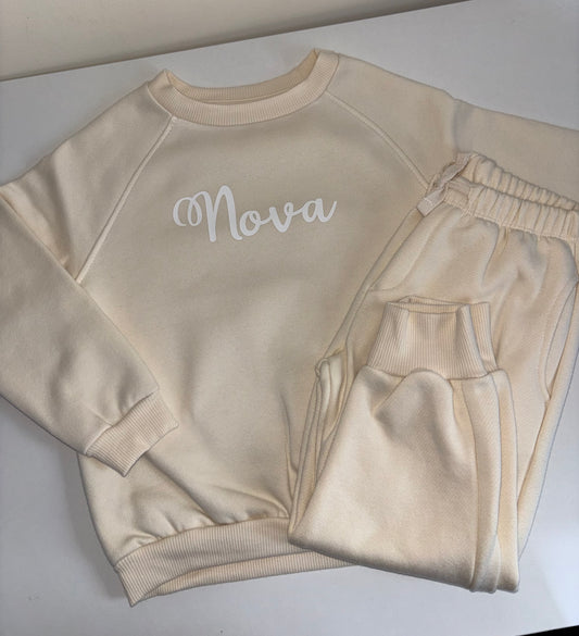 Soft vanilla unisex lounge set