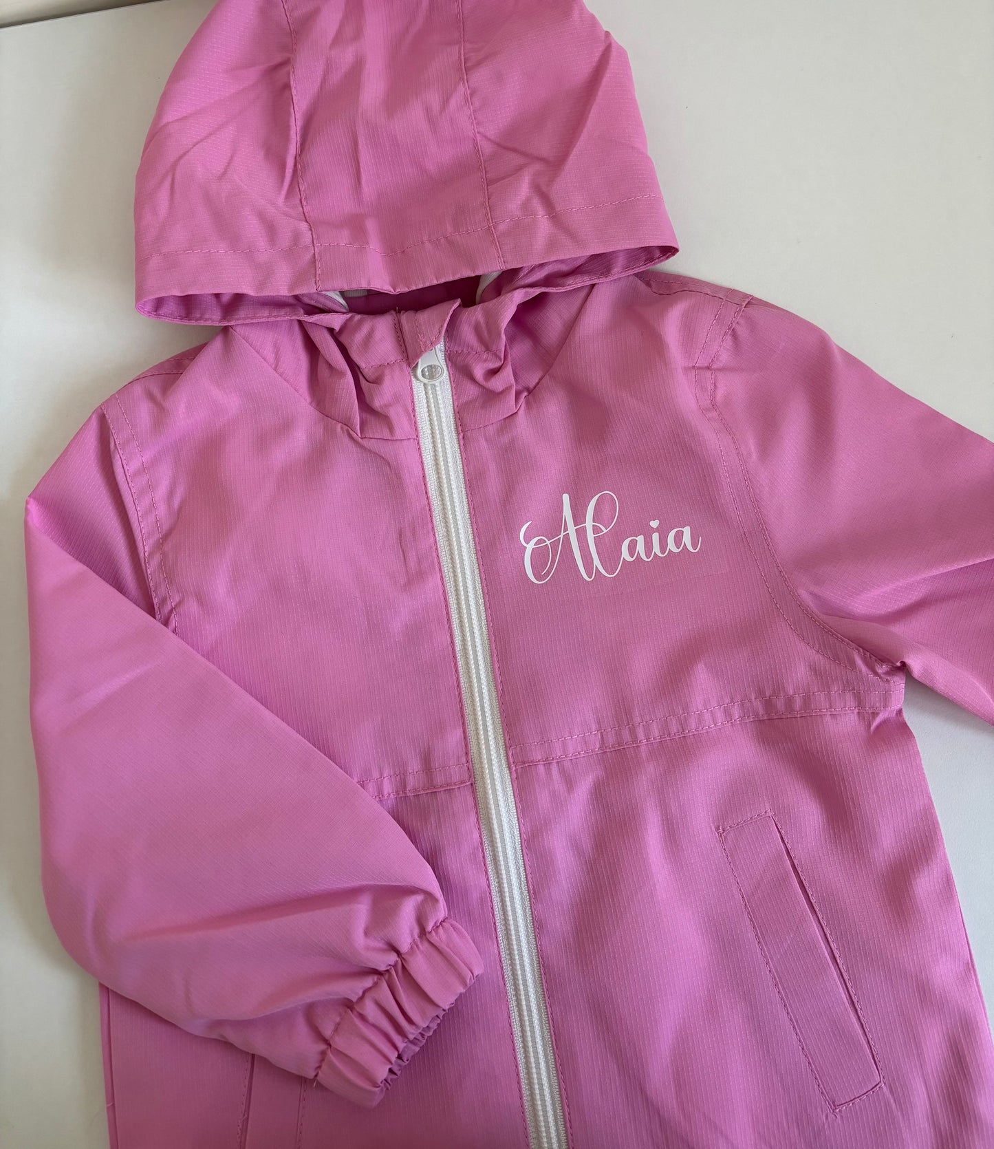 Pink rain coat