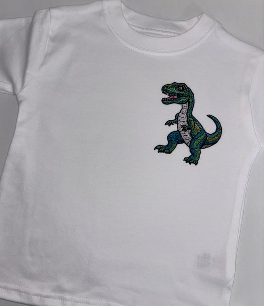 Embroidery style dinosaur tshirt