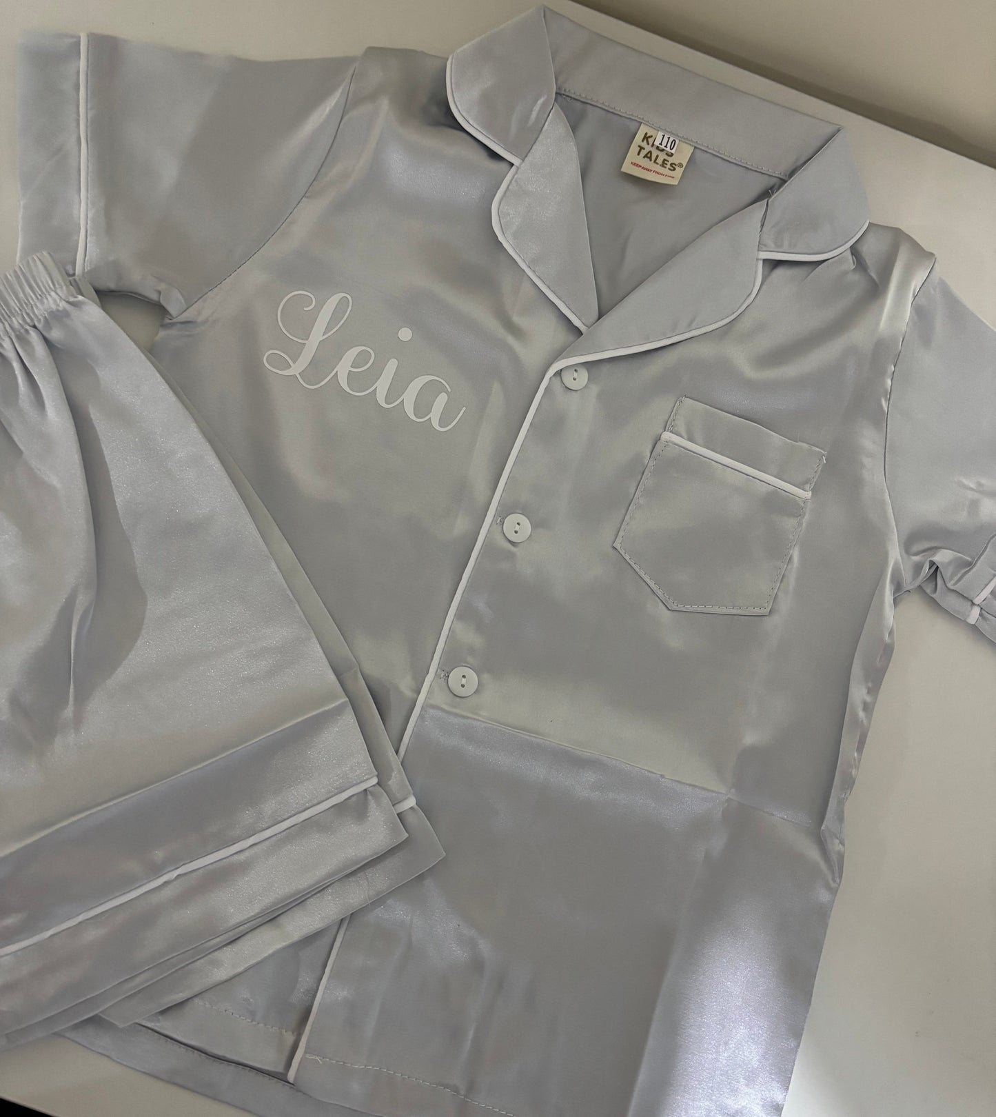 Grey satin short pyjamas