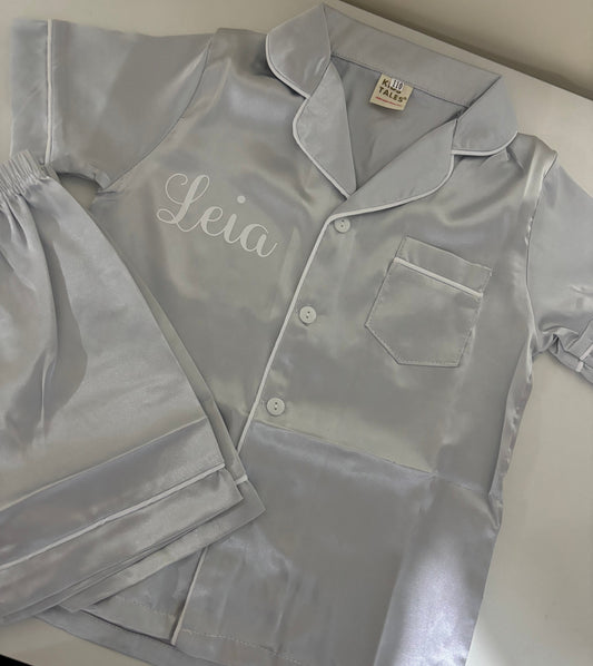 Grey satin short pyjamas