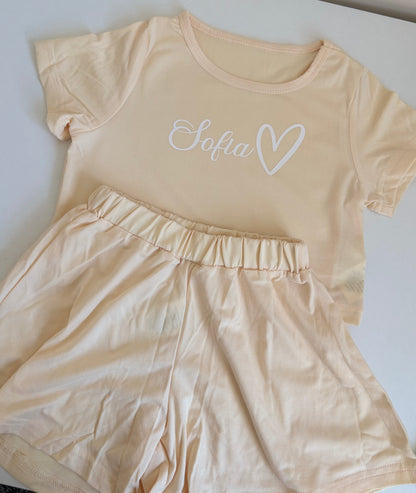 Yellow floaty shorts set