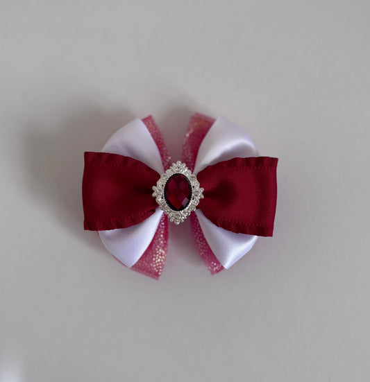 Triple layer red frill bow