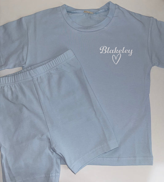Blue cycling shorts set