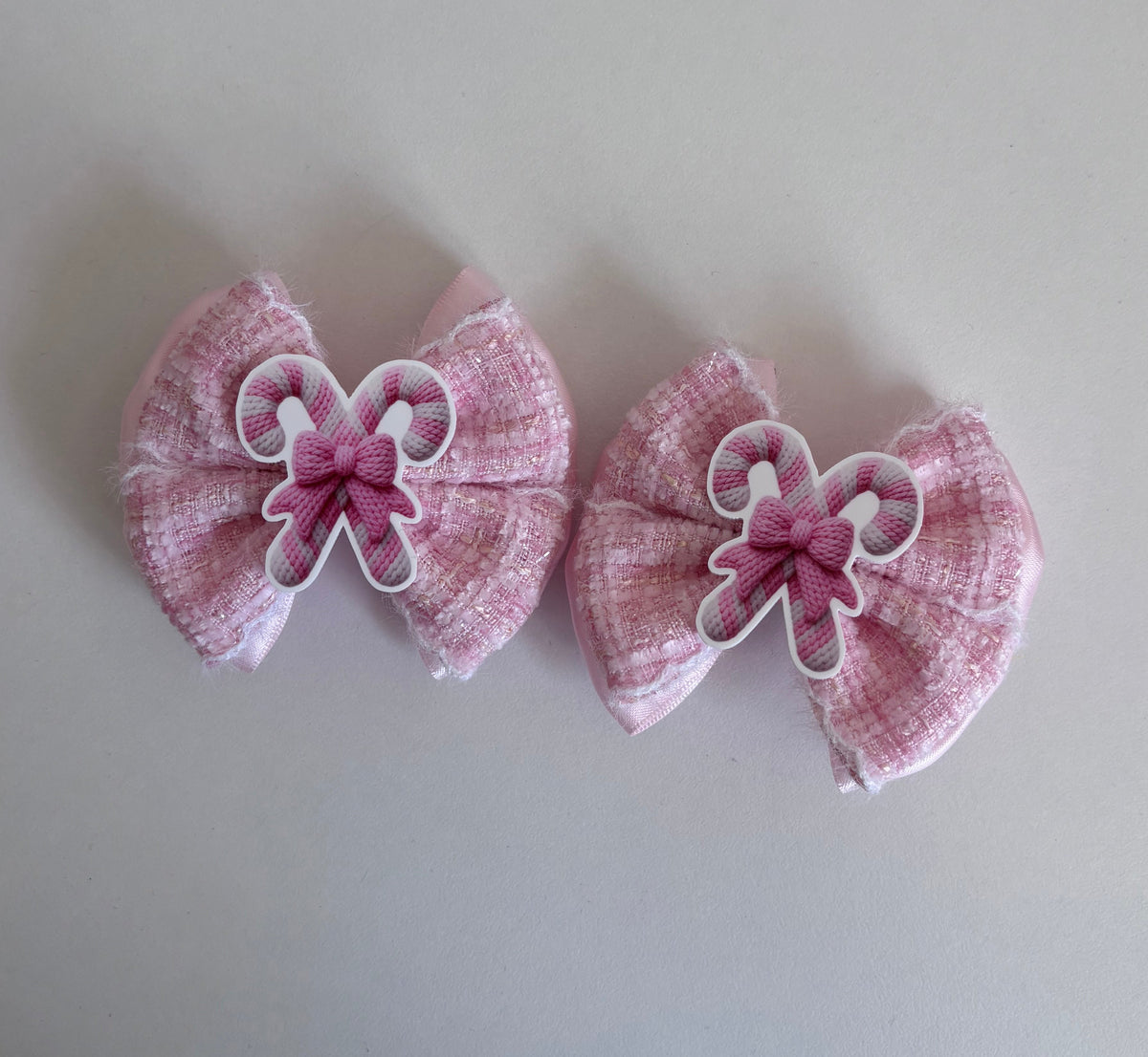 Pink tweed candy canes