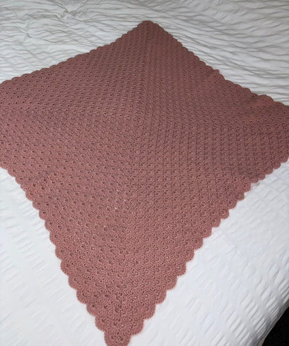 Dusty pink crochet blanket - instant dispatch