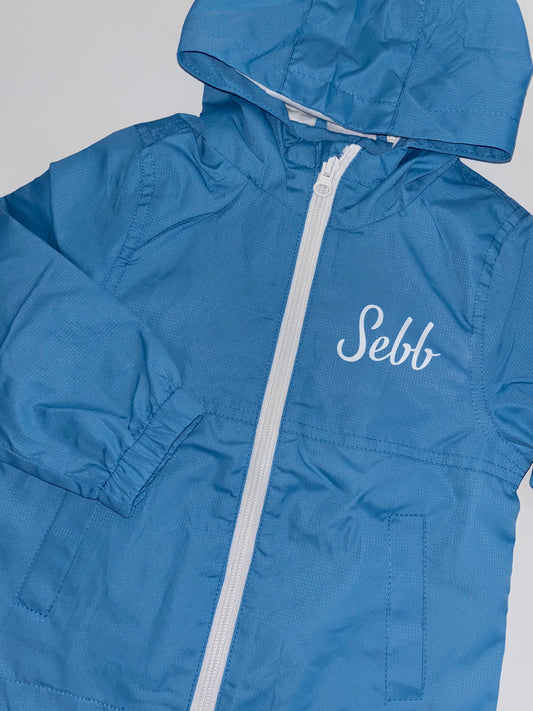 Blue rain coat