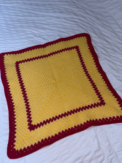 Red/yellow crochet blanket - instant dispatch