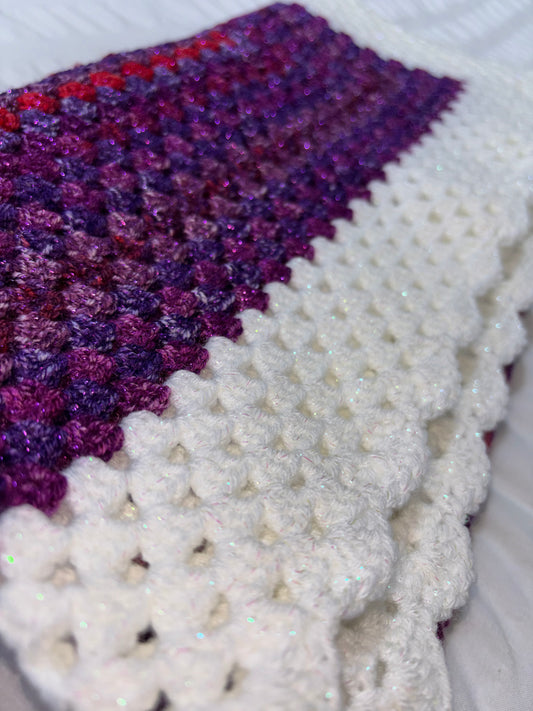 Purple glitter crochet blanket - instant dispatch