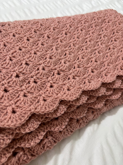 Dusty pink crochet blanket - instant dispatch