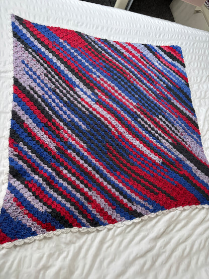 Multicoloured crochet blanket - instant dispatch