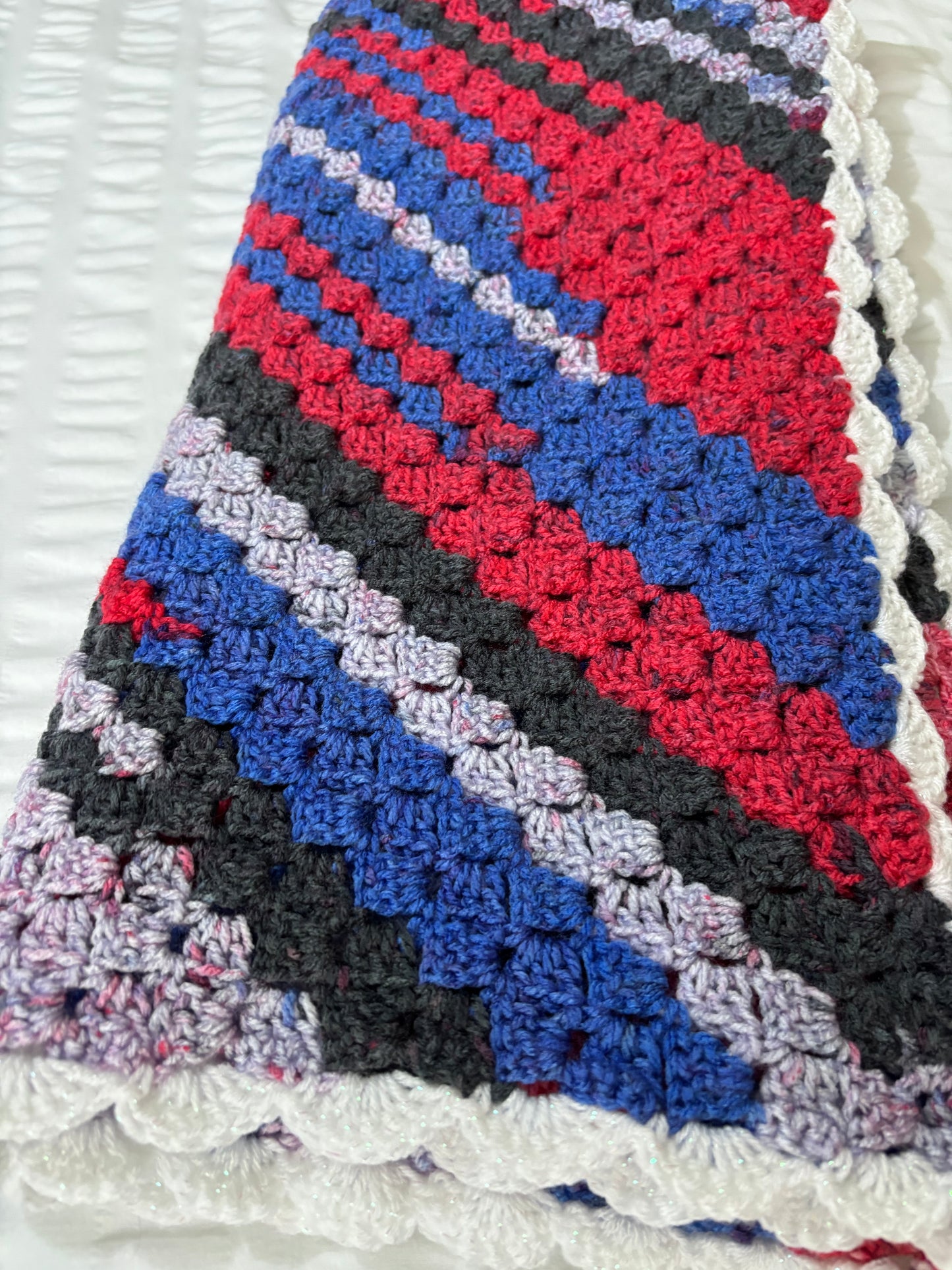 Multicoloured crochet blanket - instant dispatch