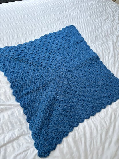 Blue crochet blanket - instant dispatch
