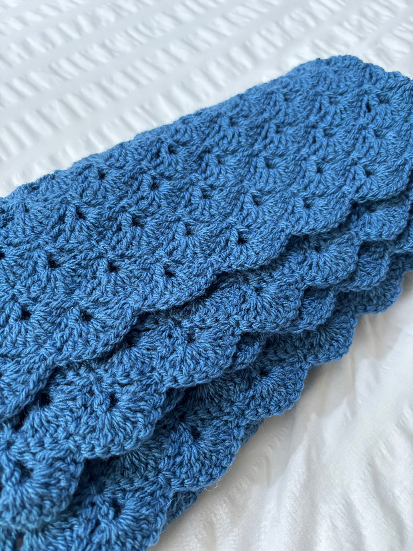 Blue crochet blanket - instant dispatch