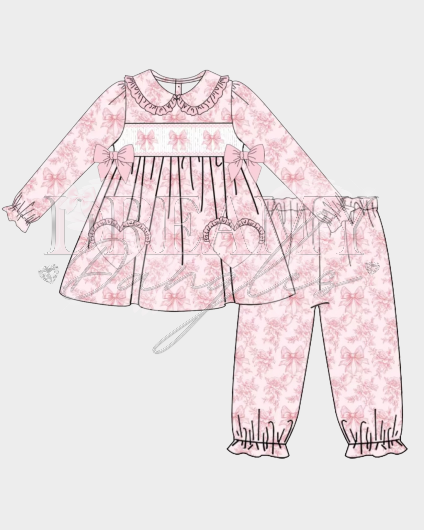 Aria vintage bow smock pyjamas