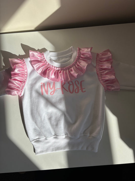 Pink frill personalised jumper