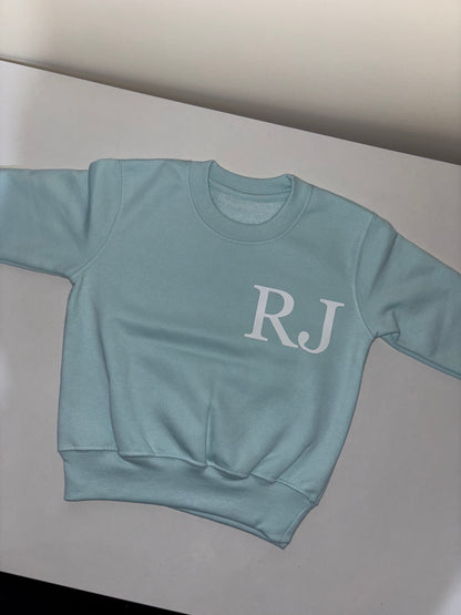 Initial front, name back sweatshirt