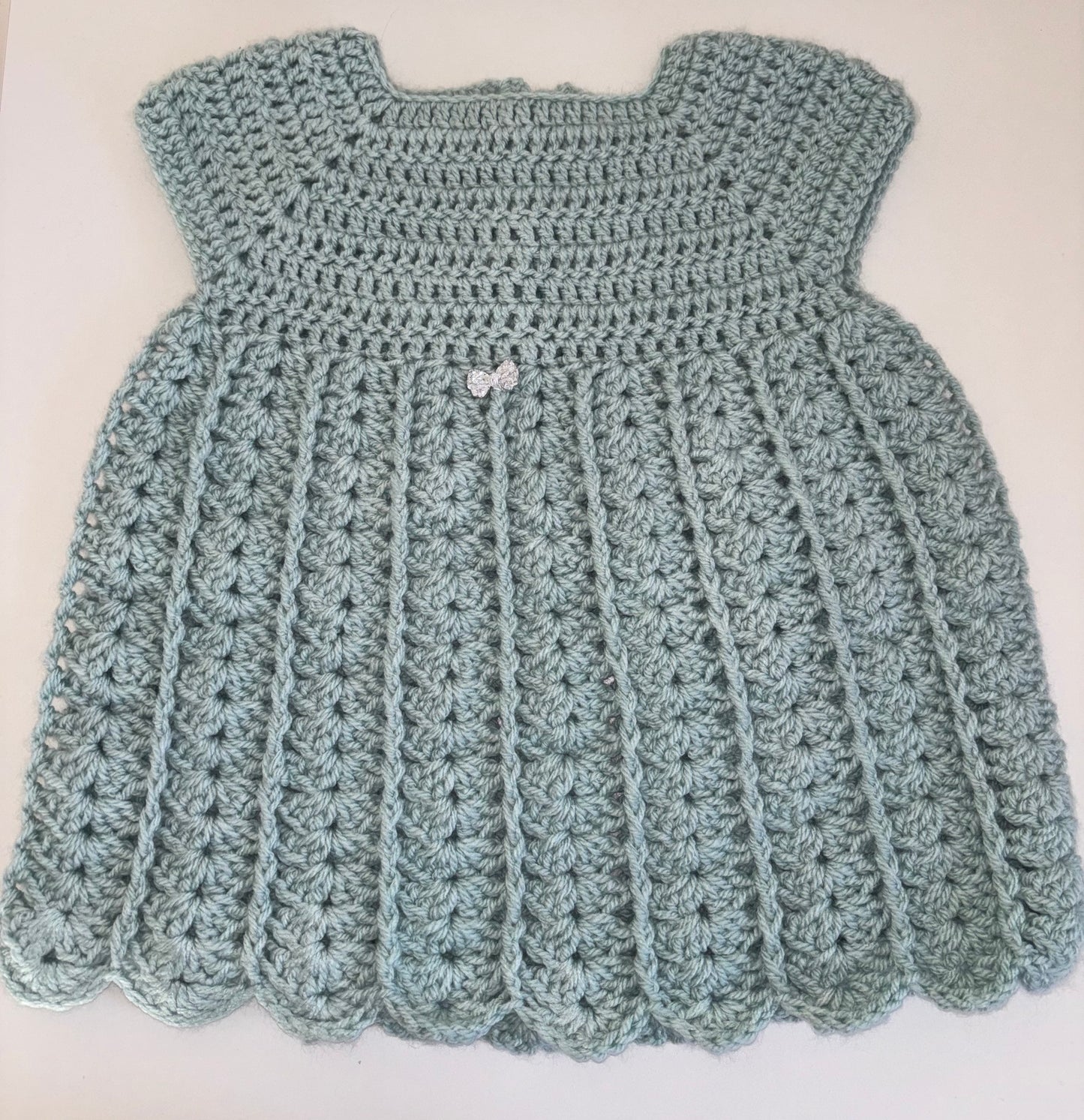 Teal crochet dress 6-12 months - instant dispatch