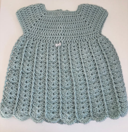 Teal crochet dress 6-12 months - instant dispatch