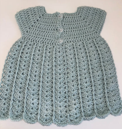 Teal crochet dress 6-12 months - instant dispatch