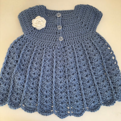 Blue crochet dress 6-12 months - instant dispatch