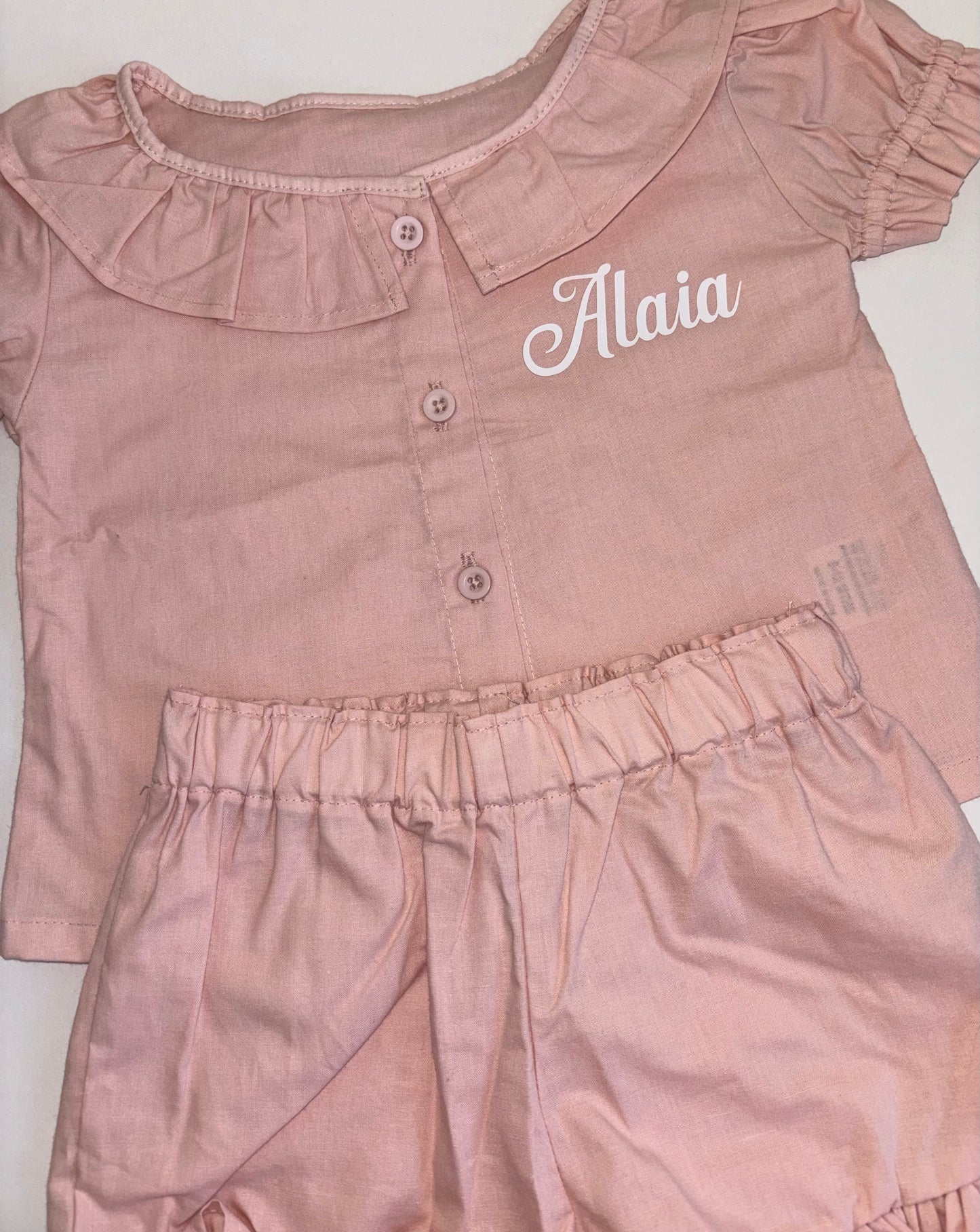 Dusty pink frilly short pyjamas
