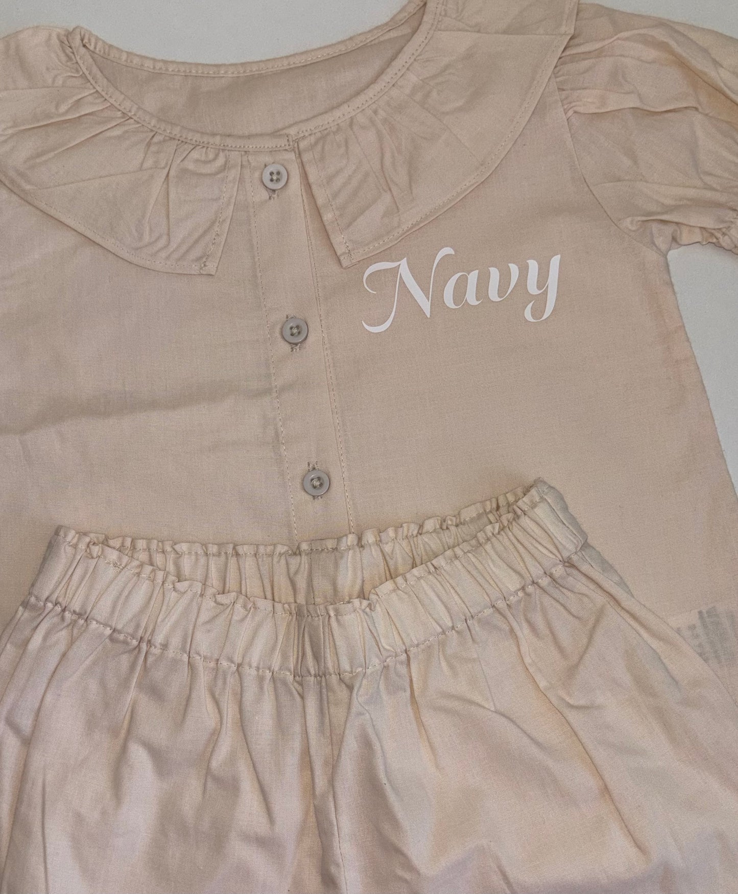 Beige frilly shorts pyjamas