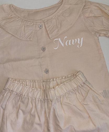 Beige frilly shorts pyjamas
