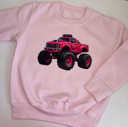 Pink monster truck sweatshirt