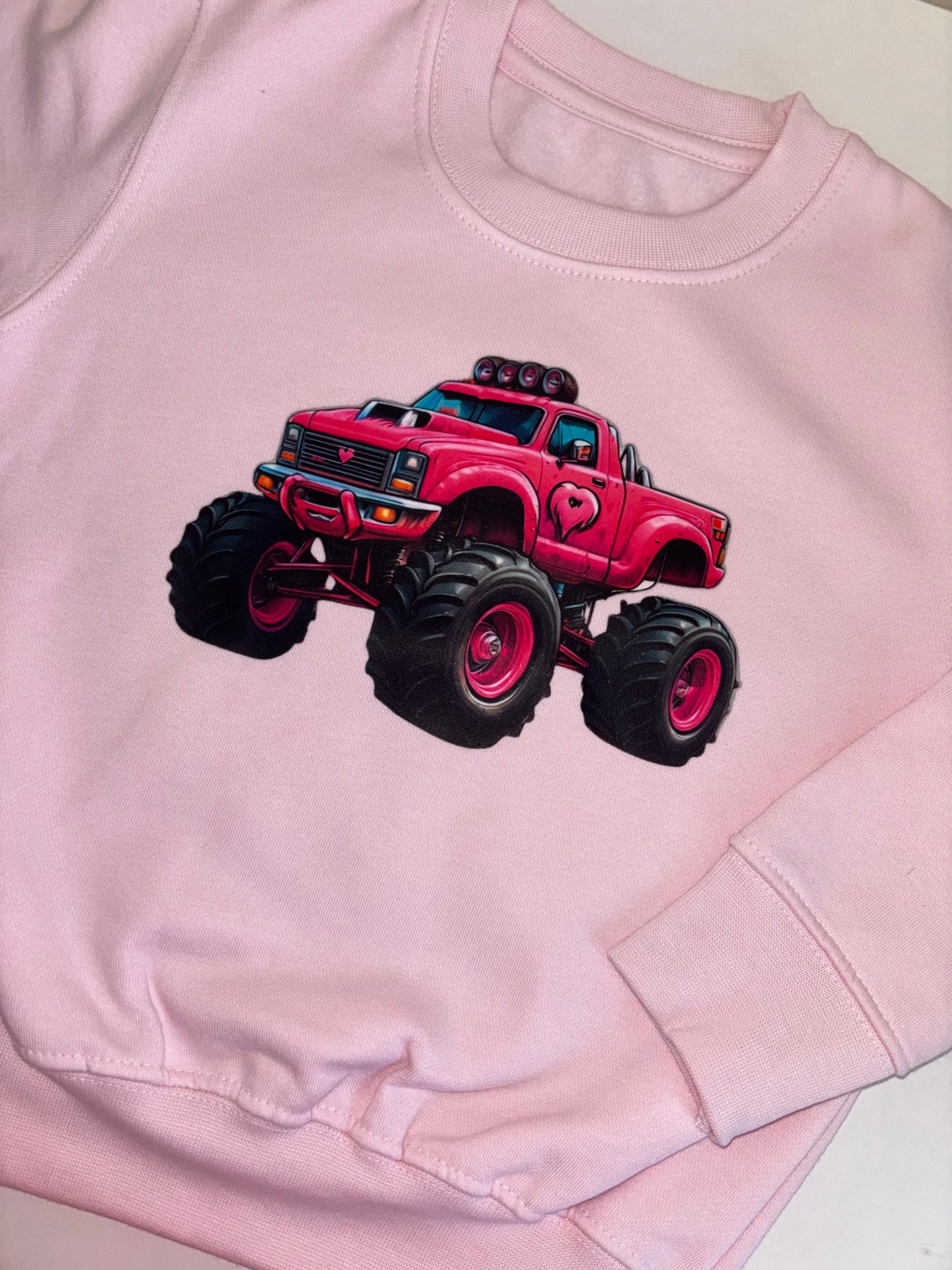 Pink monster truck sweatshirt